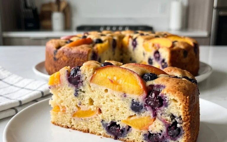 Peach and Blueberry Greek Yogurt Cake