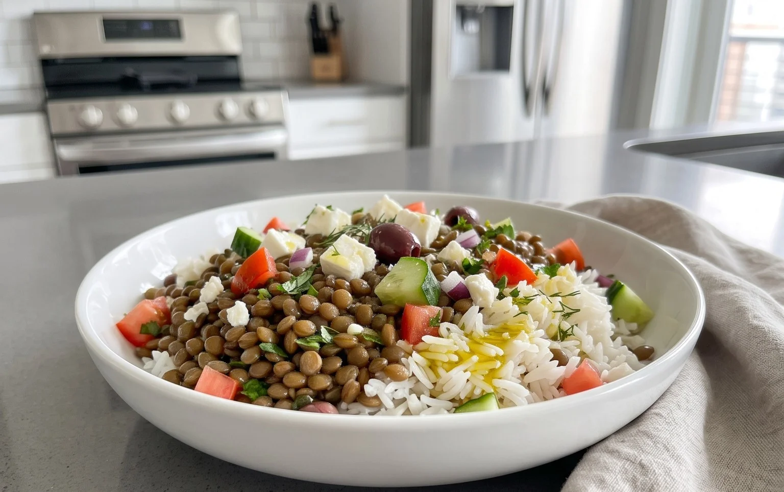 Easy Mediterranean Lentils and Rice