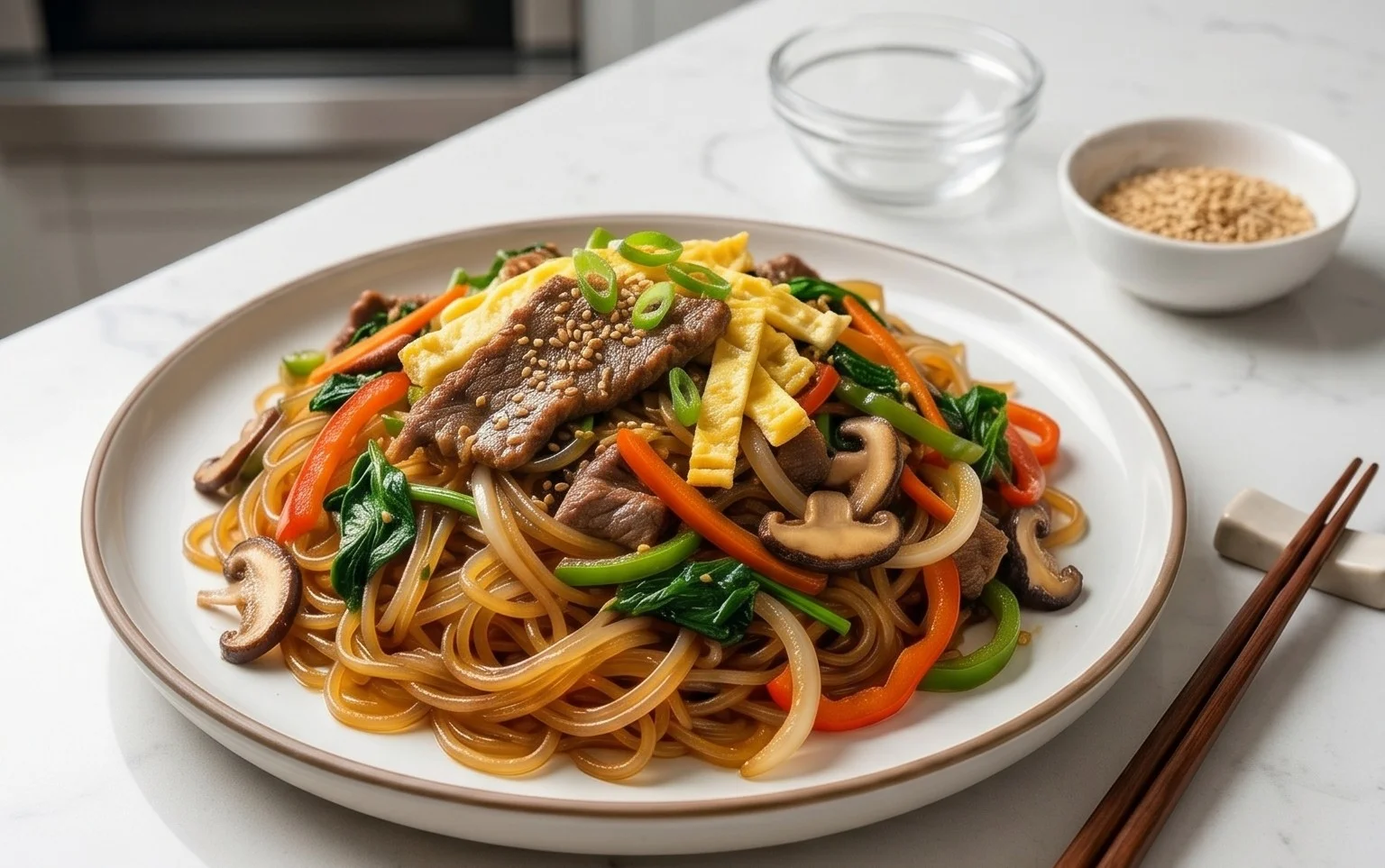 Japchae (Korean Glass Noodle Stir Fry)