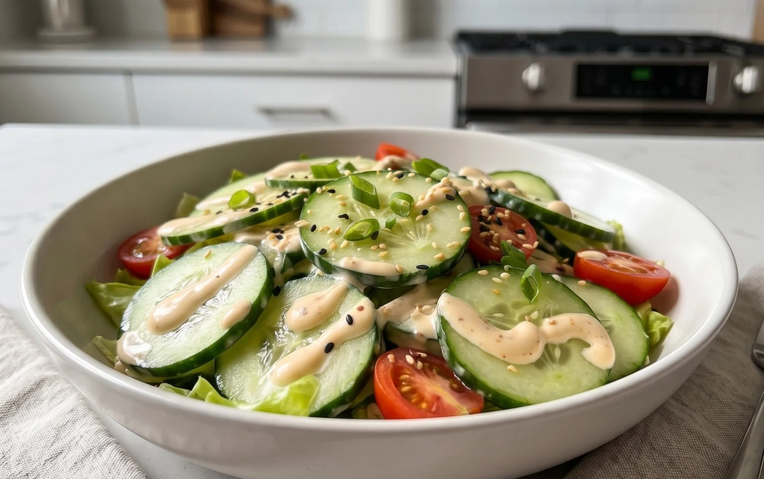 Creamy Asian Cucumber Salad Bowl