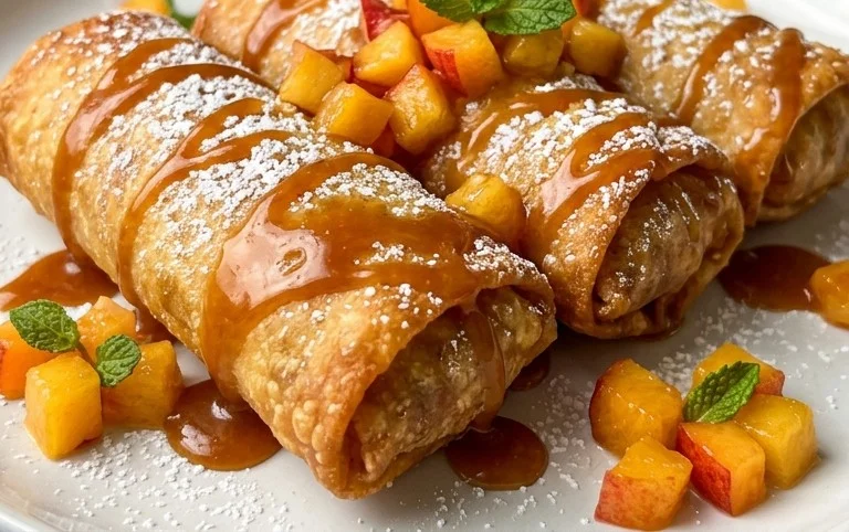 Peach Cobbler Egg Rolls