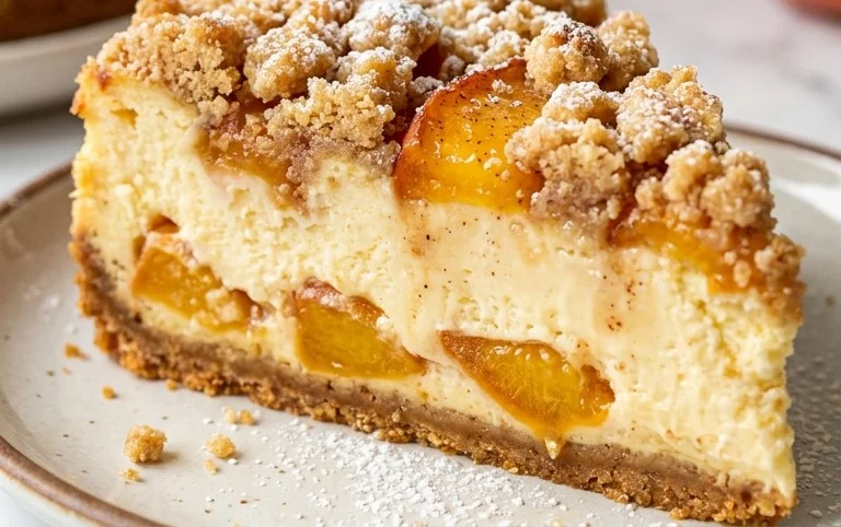 Peach Cream Cheese Cake with Streusel Topping
