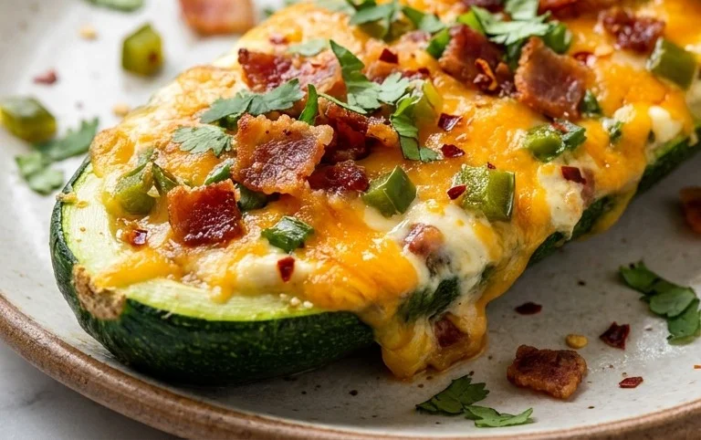 Jalapeno Popper Zucchini Boats