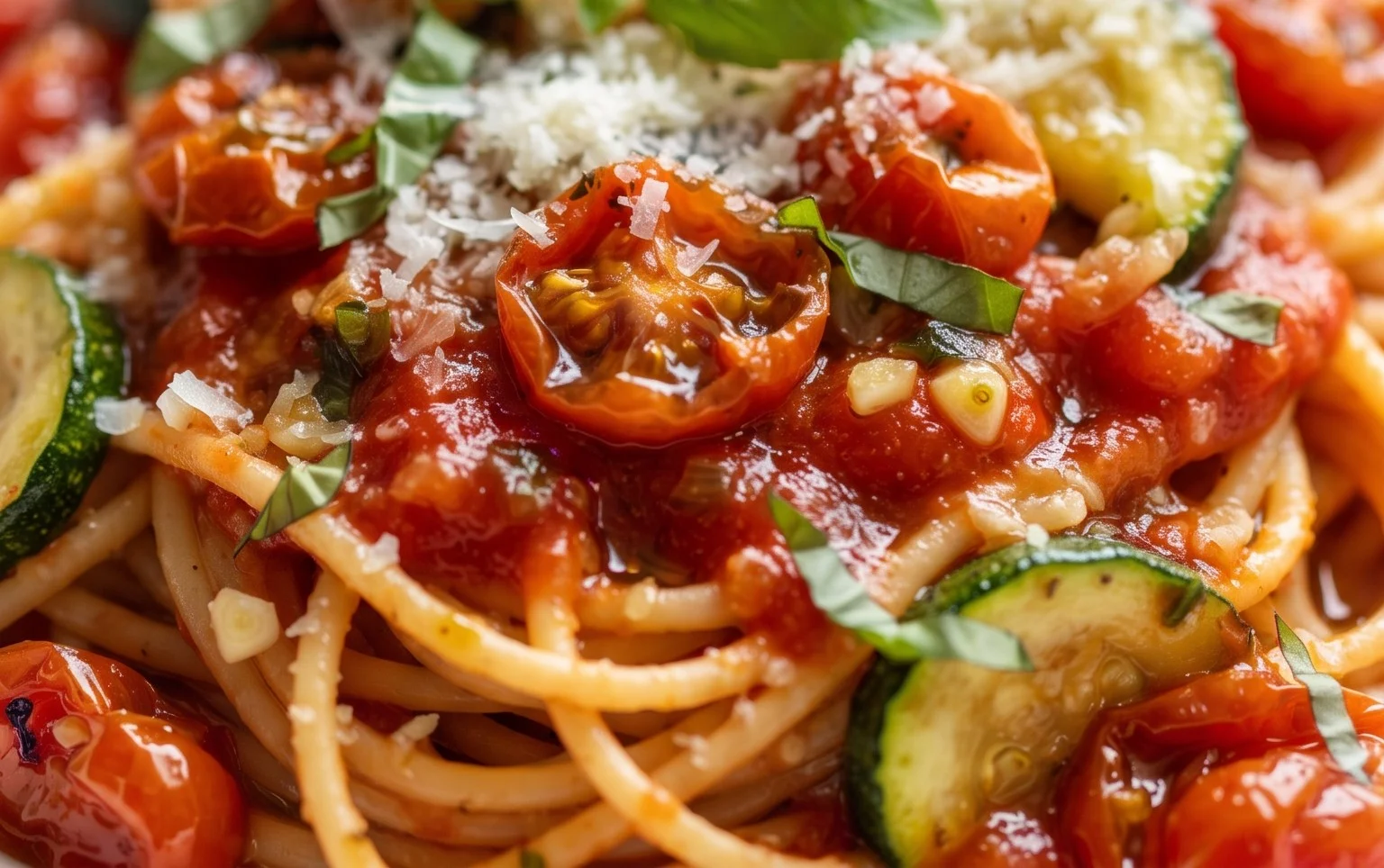 Healthy Tomato Zucchini Pasta