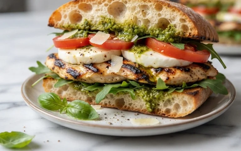 Chicken Pesto Caprese Sandwich