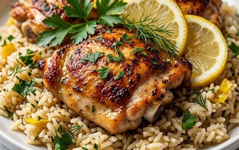 Greek Chicken and Lemon Rice (30 Minutes, One-Pot)