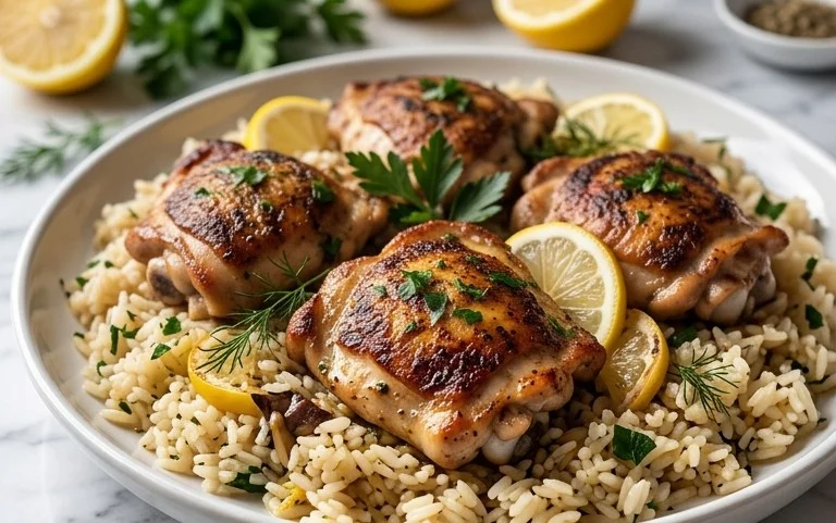 Greek Chicken and Lemon Rice (30 Minutes, One-Pot)