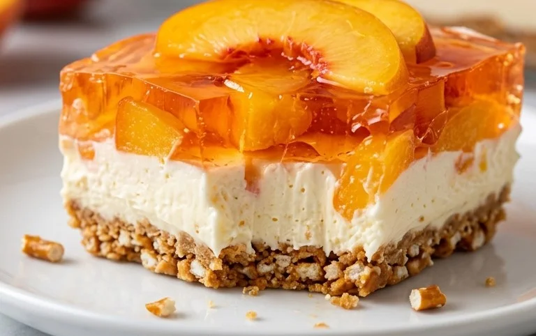 Peach Pretzel Salad Dessert