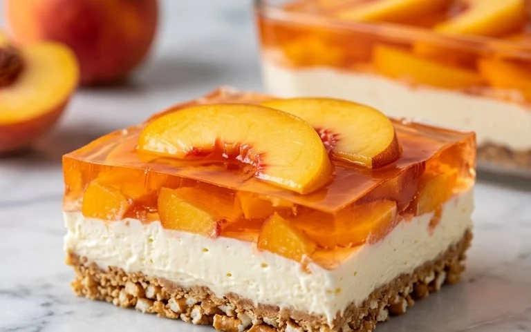Peach Pretzel Salad Dessert
