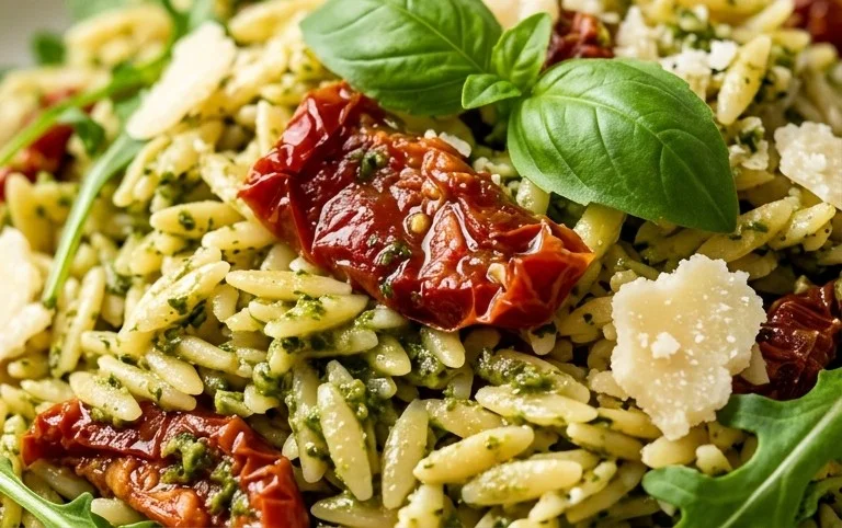 Sun Dried Tomato Orzo Pesto Salad