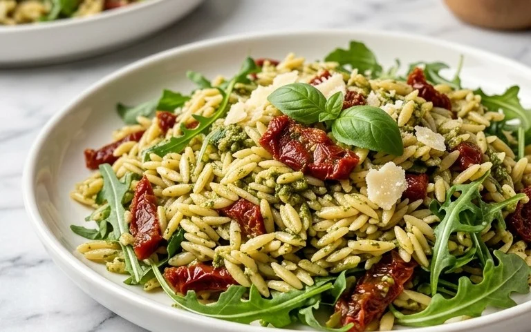 Sun Dried Tomato Orzo Pesto Salad