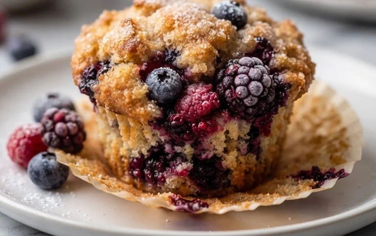 Bakery Style Mixed Berry Muffins | with Frozen Berries