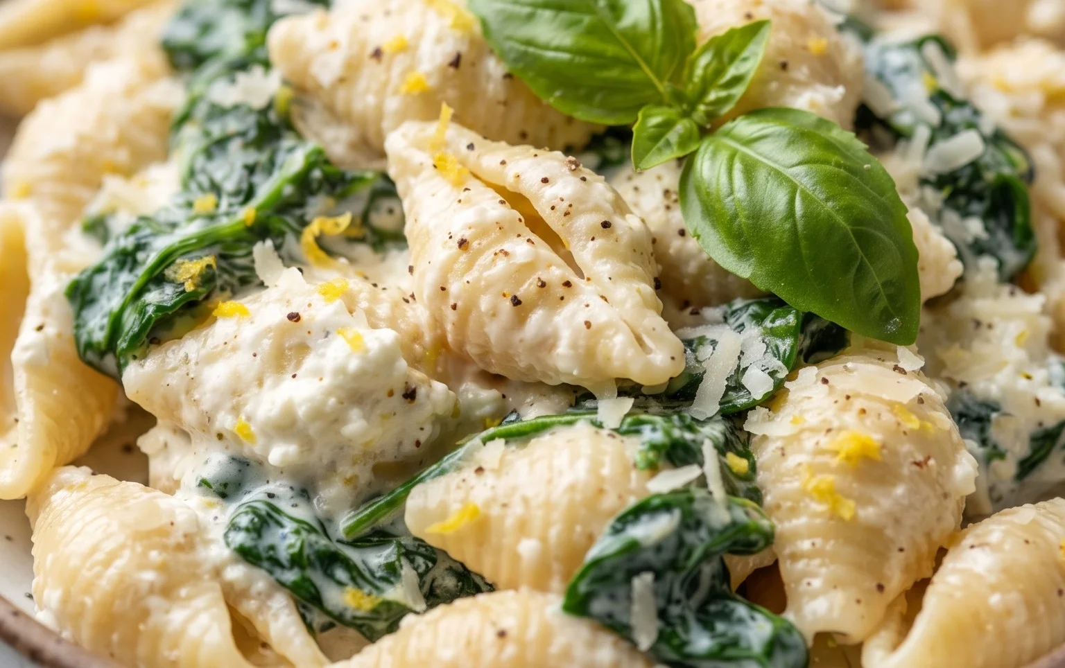 Lemon ricotta pasta & spinach