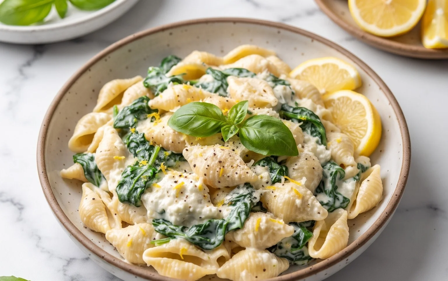 Lemon ricotta pasta & spinach