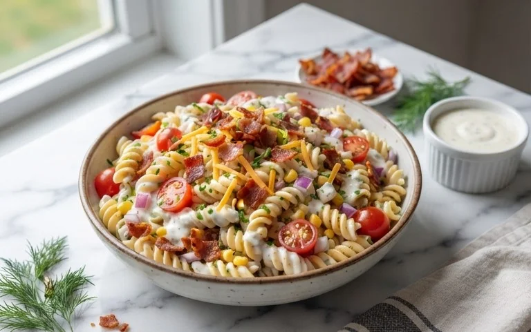 Beef Bacon Ranch Pasta Salad