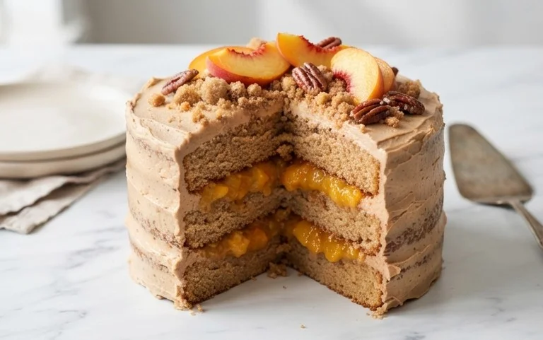 Brown Sugar Layer Cake with Peach Filling