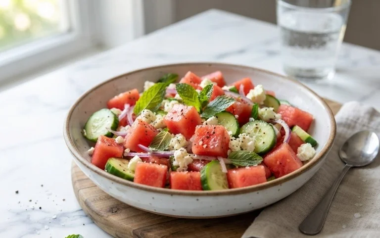 Watermelon Salad with Cucumber and Feta