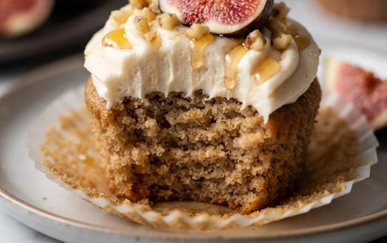 Fig Cupcakes with Honey Cream Cheese Frosting