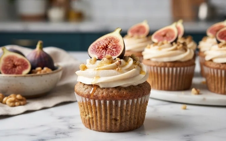 Fig Cupcakes with Honey Cream Cheese Frosting