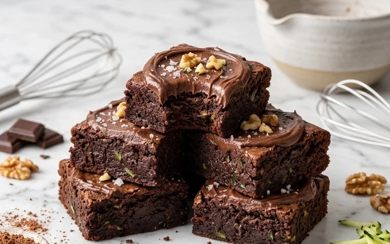 Fudgy Dark Chocolate Zucchini Brownies Recipe