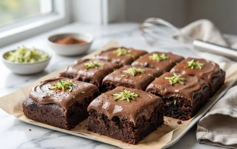 Zucchini Brownies with 1 minute Frosting!