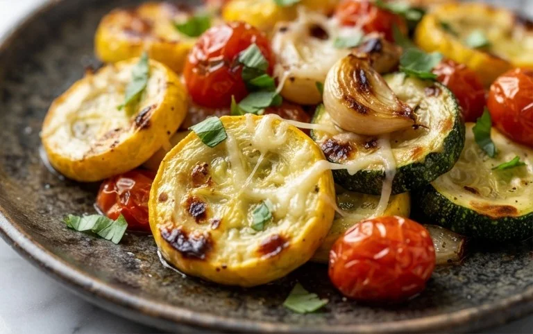 Roasted Garlic-Parmesan Zucchini, Squash and Tomatoes