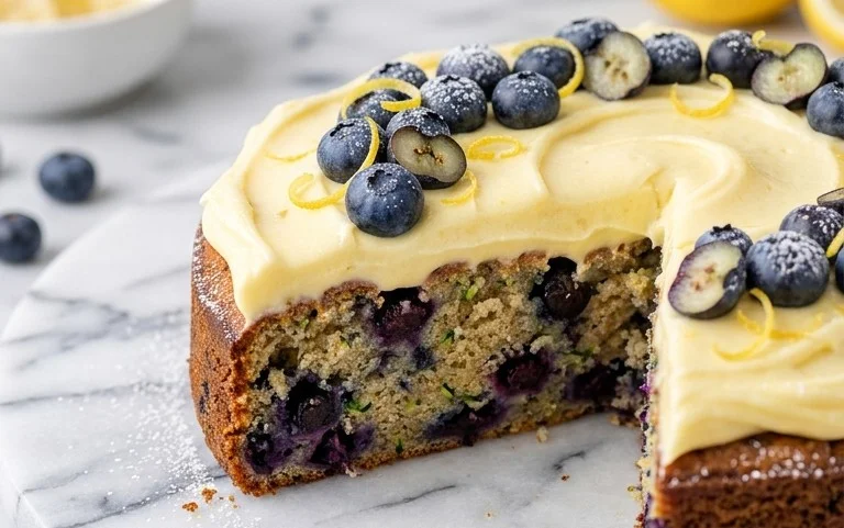 Blueberry Zucchini Cake with Lemon Buttercream